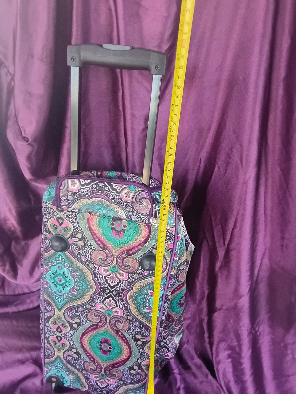 Kathy Van Zeeland Purple Paisley & Teal Roller Travel Tote💜🩵💜🩵 - Picture 12 of 15